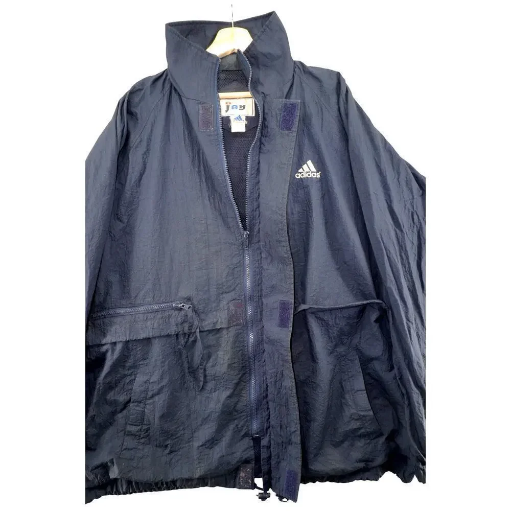 Vintage Adidas Jay Collection Windbreaker Jacket – Navy Blue – Men’s Size L
